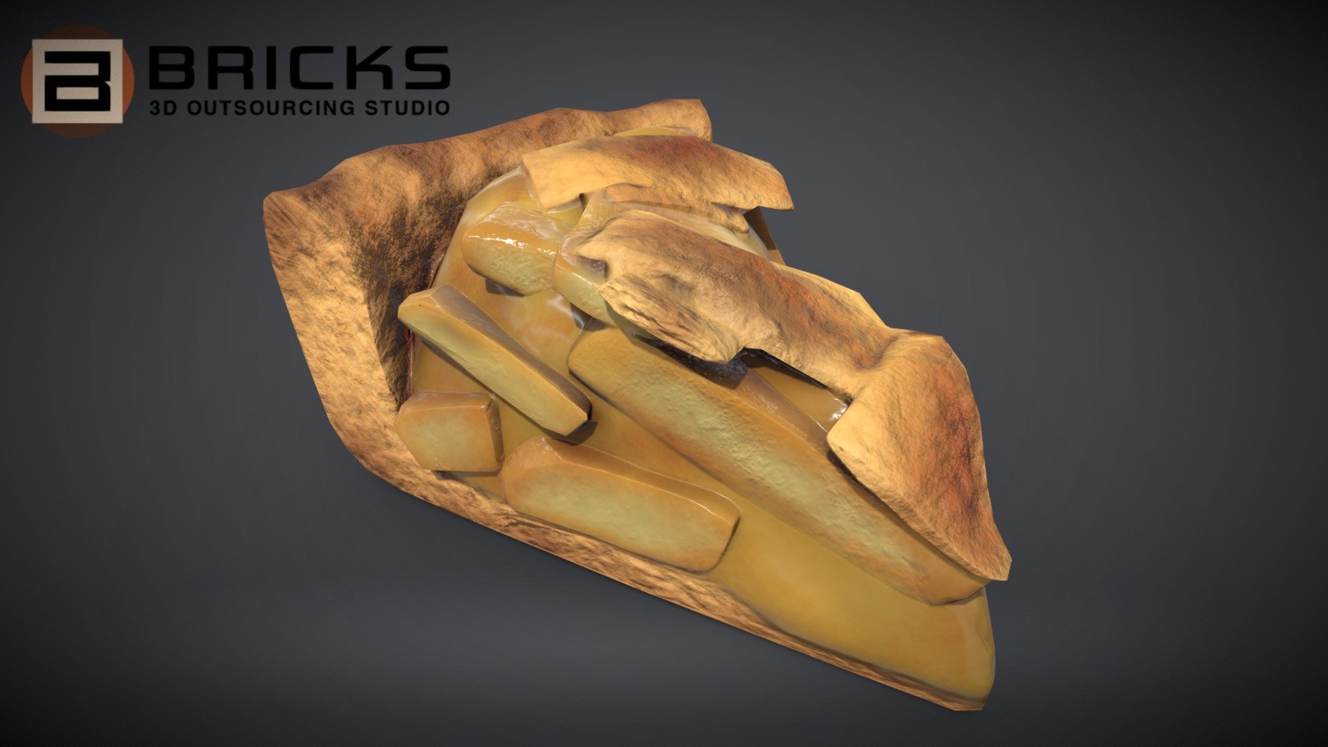 PBR Food Asset:
ApplePie Piece
Polycount: 1052
Vertex count: 504
Texture Size: 1024px x 1024px
Normal: OpenGL

If you need any adjust in file please contact us: team@bricks3dstudio.com

Hire us: tringuyen@bricks3dstudio.com
Here is us: https://www.bricks3dstudio.com/
        https://www.artstation.com/bricksstudio
        https://www.facebook.com/Bricks3dstudio/
        https://www.linkedin.com/in/bricks-studio-b10462252/ - Apple Pie Piece - Buy Royalty Free 3D model by Bricks Studio (@bricks3dstudio) 3d model