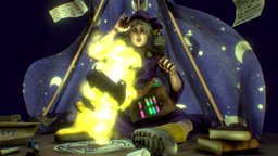 Night-Time Alchemy! sculpt, wizard, toon, oc, alchemy, character, cartoon, zbrush, student, magic