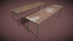 A paif of worn wooden tables wooden, army, medieval, got, gameprop, worn, diy, furniture, table, tables, props, hangar, old, carpenter, dining, dinnertable, unrealengine, furnituredesign, oldtable, medieval-house, woodentable, oldfurniture, pbr, gameasset, wood, medieval-table, medieval-furniture, apocalyptic-furniture