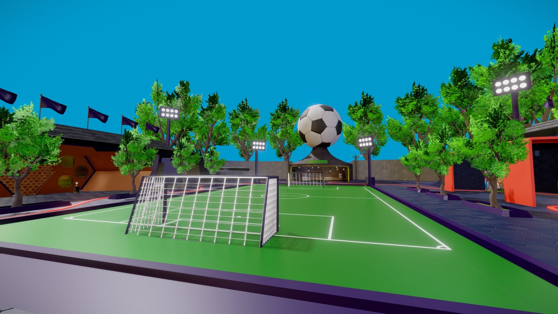 This is an environment, specially designed to be an area for soccer fans, with spaces for different exhibitions, screens, exploration places, concerts, bar, tribute room, products, among others, this space is functional in web platforms, such as Mozilla Hubs, Spatial.io, Mona, among others.

It has high quality textures optimized for web, in some cases it is necessary an extra optimization, you can write us if necessary, or in case you require a modification for your project.

In case you need the PBR project, baking textures or the Blender file, feel free to write us to the contact email.

If you have a project in mind and you want us to make it contact us by mail.

visit our new website:  https://www.marcovirtual-mx.com/

Modeling: Blender

Texture Size: 2K - 1K

If you want a customized scene, have ideas, questions or just want to talk, contact us at: marco.virtual.mx@gmail.com - Metaverse Soccer Fanzone |PBR| VR/AR Ready - Buy Royalty Free 3D model by Marco Virtual MX (@marco_virtual) 3d model