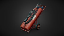 Fire Extinguisher blend, rusty, extinguisher, metal, fire, blender-3d, wheeled, substance, blender, pbr, blender3d