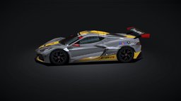 2020 Corvette C8.R (PS1 style) chevrolet, corvette, c8, vehicle, lowpoly, car, gameready, ps1-graphics