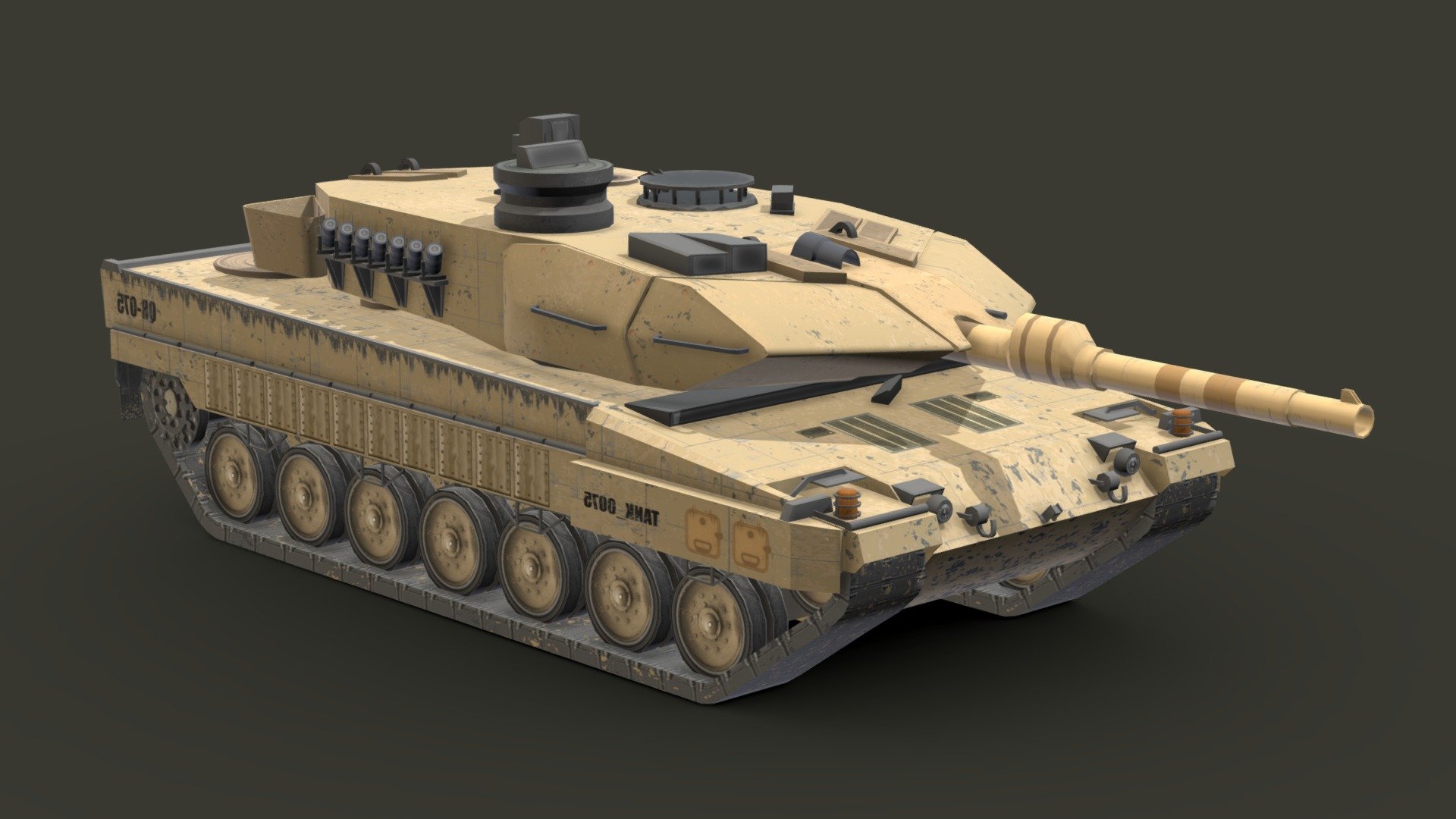 Tank Low-Poly # 2

You can use these models in any game and project.

This model is made with order and precision.

Separated parts (body. wheels. gun).

Very low poly

Average poly count: 15,000 tris.

Texture size: 4096/4096 (BMP).

Number of textures: 1.

Number of materials: 1.

Format: fbx.obj.max.mtl 3d model