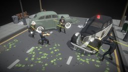 Mafia LowPoly Pack retro, mafia, gangster, asset, 3d, lowpoly, gun, noai