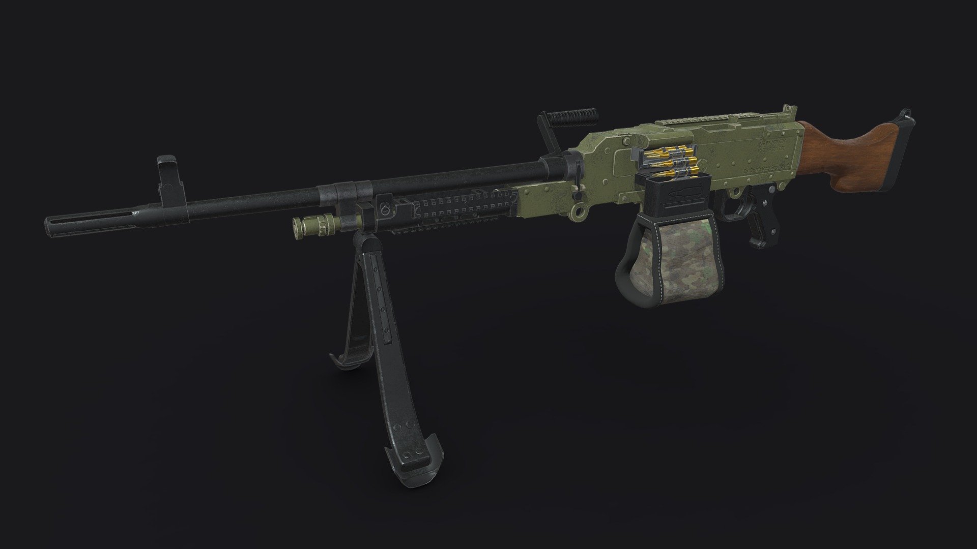 KSP 58 Machine Gun




Low-poly ready to use in game

textures are in PNG format 2048x2048 PBR metalness 2 set.

File Units: Centimeter.

Available formats: MAX 2018 and 2015, OBJ, MTL, FBX.

If you need any other file format you can always request it.

All formats include materials and textures.

The Ksp 58 is a Swedish variant of the Belgian FN MAG general purpose machine gun that is currently being manufactured by the Swedish company Carl Gustafs Stads Gevärsfaktori and was adopted by the Swedish Armed Forces in 1958 3d model