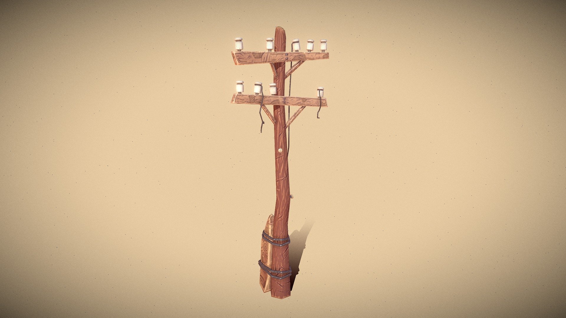 This is one of the props for the future stylized project. I decided to start posting something (at least simple models). Unfortunately, the laptop does not allow you to make some 4k and higher textures, so I work with what I have) There were no special references, I did everything according to my feelings))) - Stylized telegraph pole - 3D model by Yratz 3d model