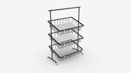 Tilted pane stand 3-tier tilt, food, raw, shelf, store, market, business, supermarket, sale, buy, mall, consumer, grocery, commerce, buying, hypermarket, 3d, pbr, shop