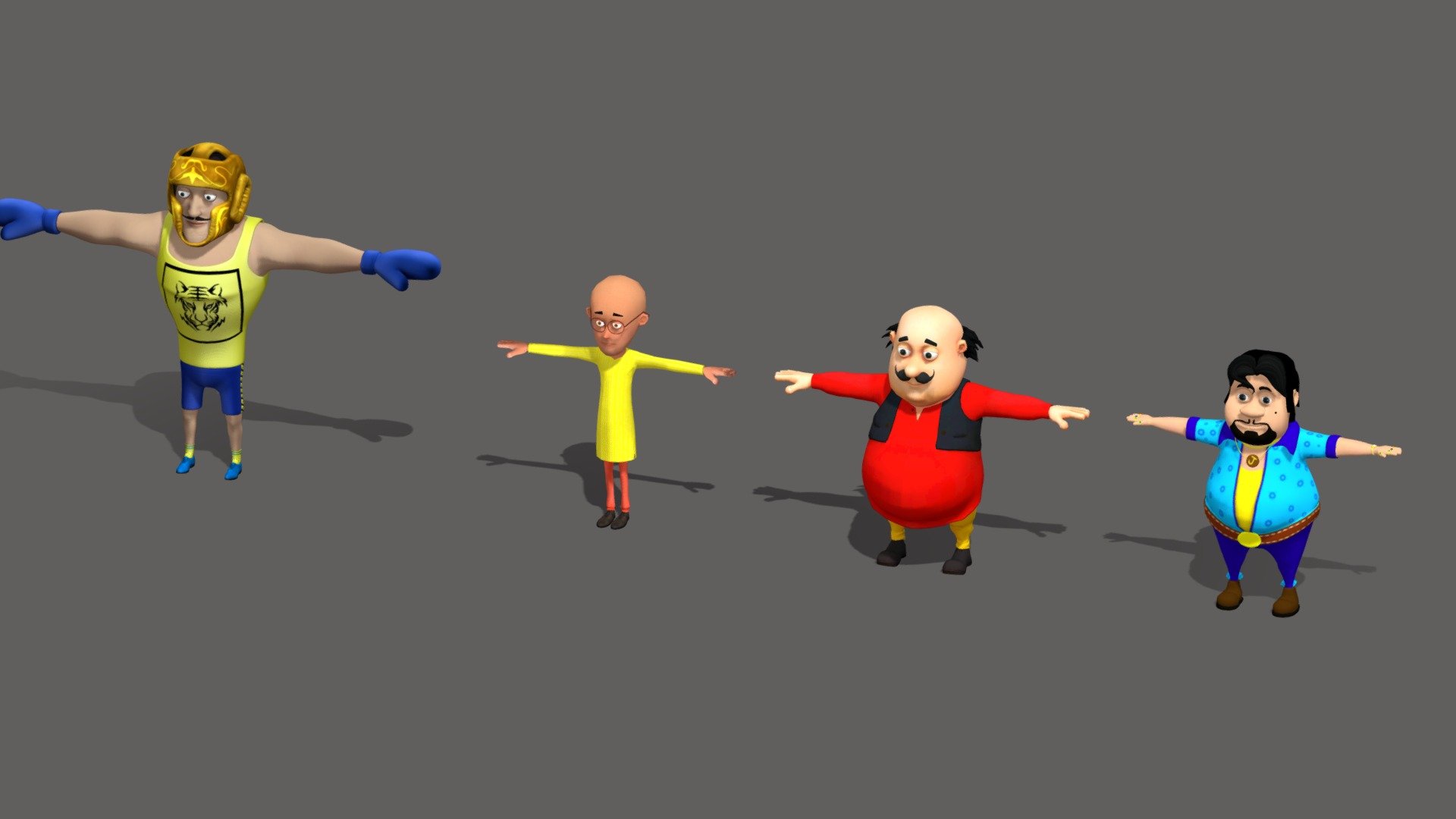Motu Patlu cartoon 

Body Rigged




Motu

Patlu

Boxer

John
 - Motu Patlu - 3D model by Usman Ahmed GIll (@usman.ahmed.gill.93) 3d model
