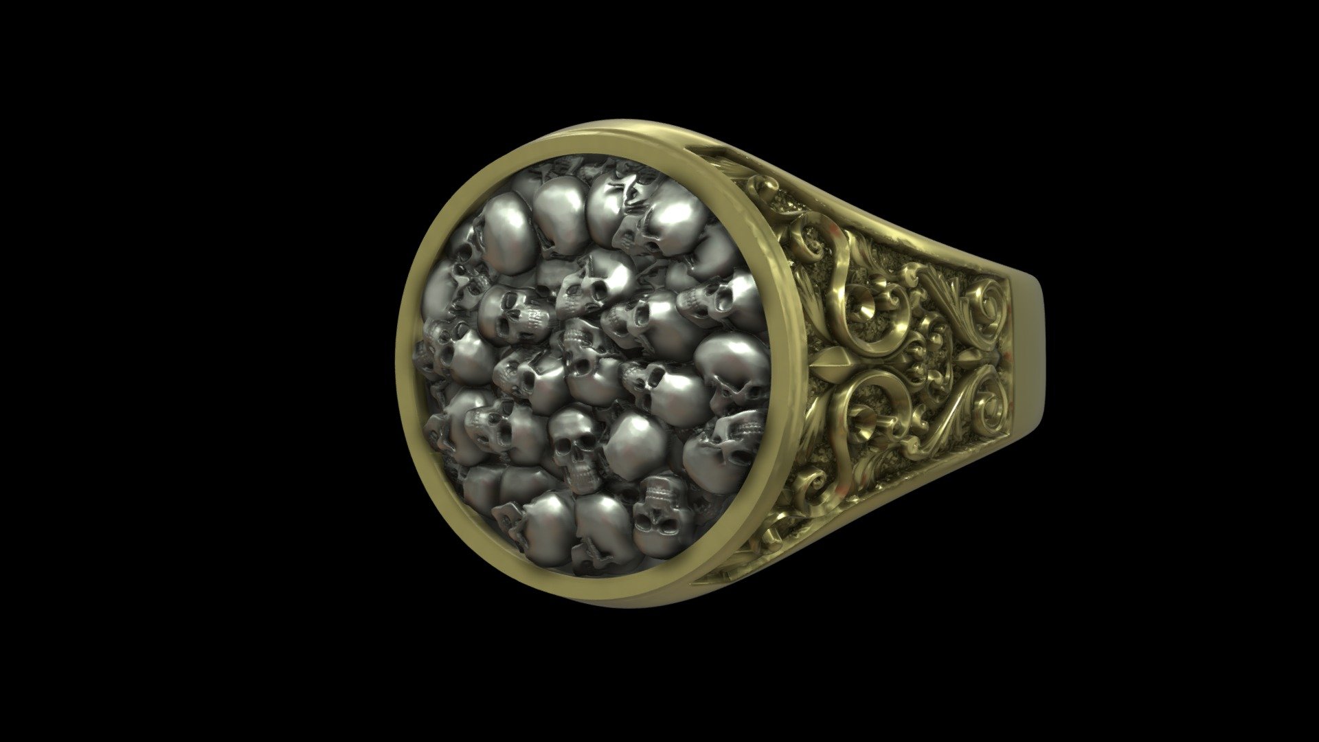 Dimensions:

US Sizes:6/7/8/9/10/11/12/13

upper width - 20mm

lower width - 6mm

upper thickness - 7mm

lower thickness - 2mm

Approx. Weight:

sterling silver 925 - 30 g

14 k gold (585) -38 g

Volume (size 10):

2912,724 mm³

Gems:

no gems

Dive into the bold world of the Ring Skull Mountain with Baroque Pattern, a captivating 3D model crafted for both 3D printing and jewelry manufacturing. This intricately designed ring fuses the enigmatic allure of a skull motif with the grandeur of baroque-inspired patterns, creating a statement piece that exudes both edge and elegance. Crafted with meticulous detail, this model offers versatile applications, perfect for those passionate about unique, unconventional jewelry. Add a touch of mystique and style to your collection with this mesmerizing design - Ring Skulls baroque pattern 3d print model - Buy Royalty Free 3D model by jewelmodel.net (@iCADs) 3d model