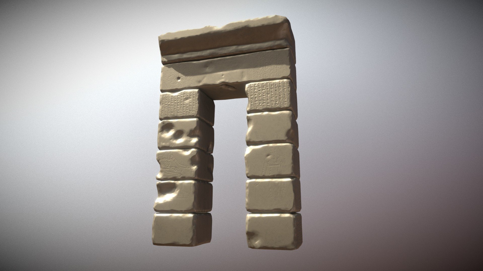 Bad UV, one smoothing group, noody work ) - Ancient Egypt temple gate - Download Free 3D model by Yuri Kruglov (@YuriKruglov) 3d model