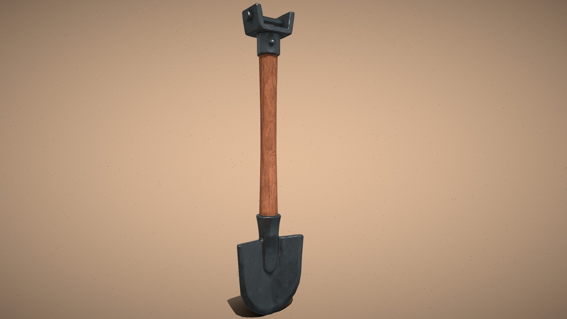 a tool with a sharp-edged, typically rectangular, metal blade and a long handle, used for digging or cutting earth, sand, turf, etc 3d model