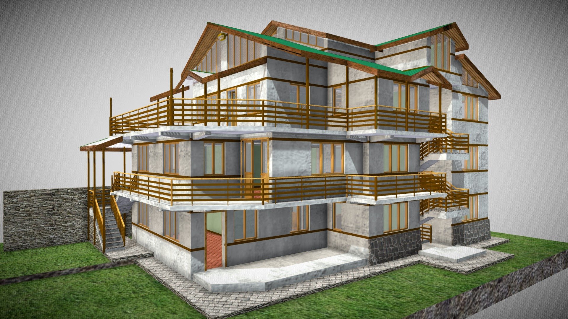All in One Material 8k + Transparent - Residence B Dalpur - Buy Royalty Free 3D model by Francesco Coldesina (@topfrank2013) 3d model