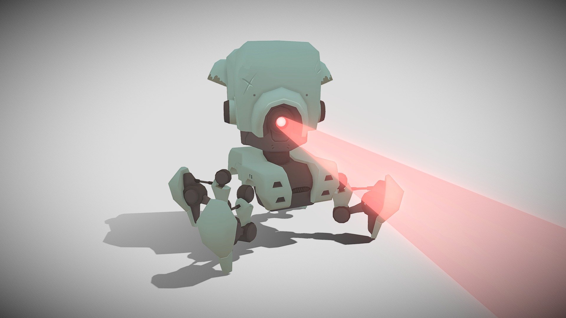 low poly mech experiment, tried to find a very streamlined way to quickly and easily make stylized diffuse textures using maps baked directly from a low poly model. I also just really like mechs :0 - P.U.C. security bot #7 - Download Free 3D model by Gouhadouken (@goukagouken) 3d model