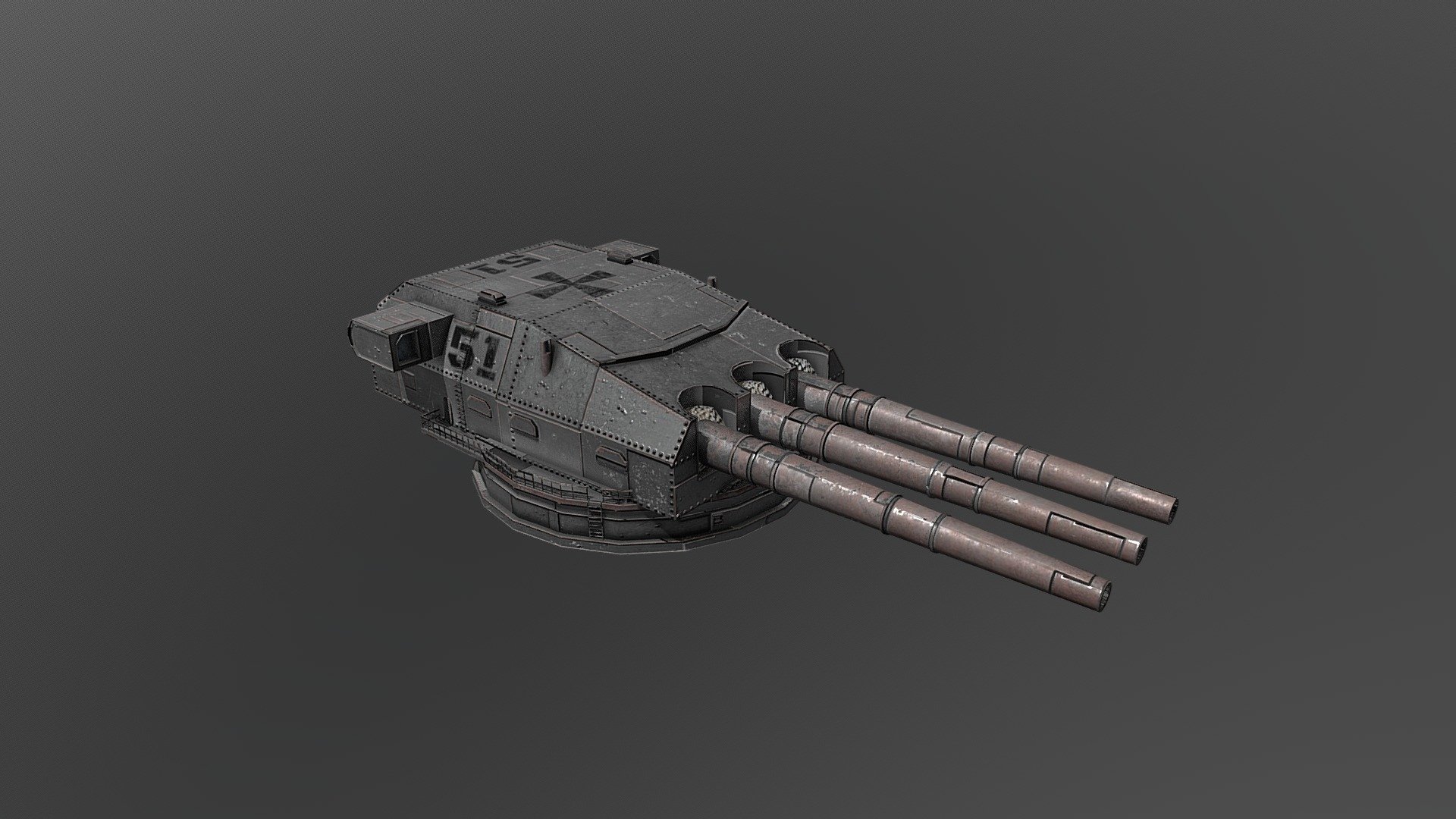 A weathered and aged  version of the German Turret.

The model is downloadable but be warned the UV's are a mess 3d model