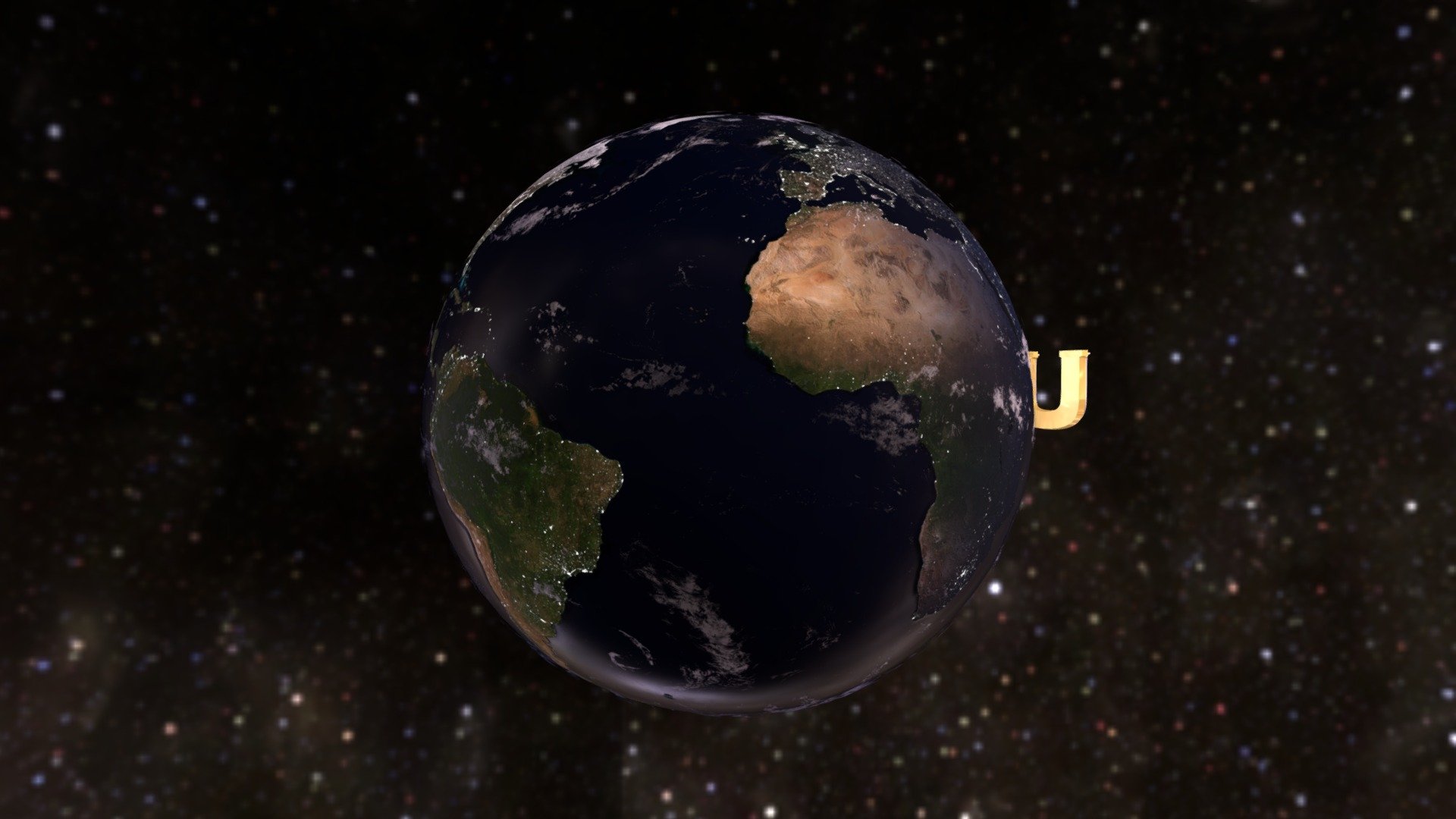 This is the logo of universal studio, the movies producing company.
The logo is circling the earth in space 3d model