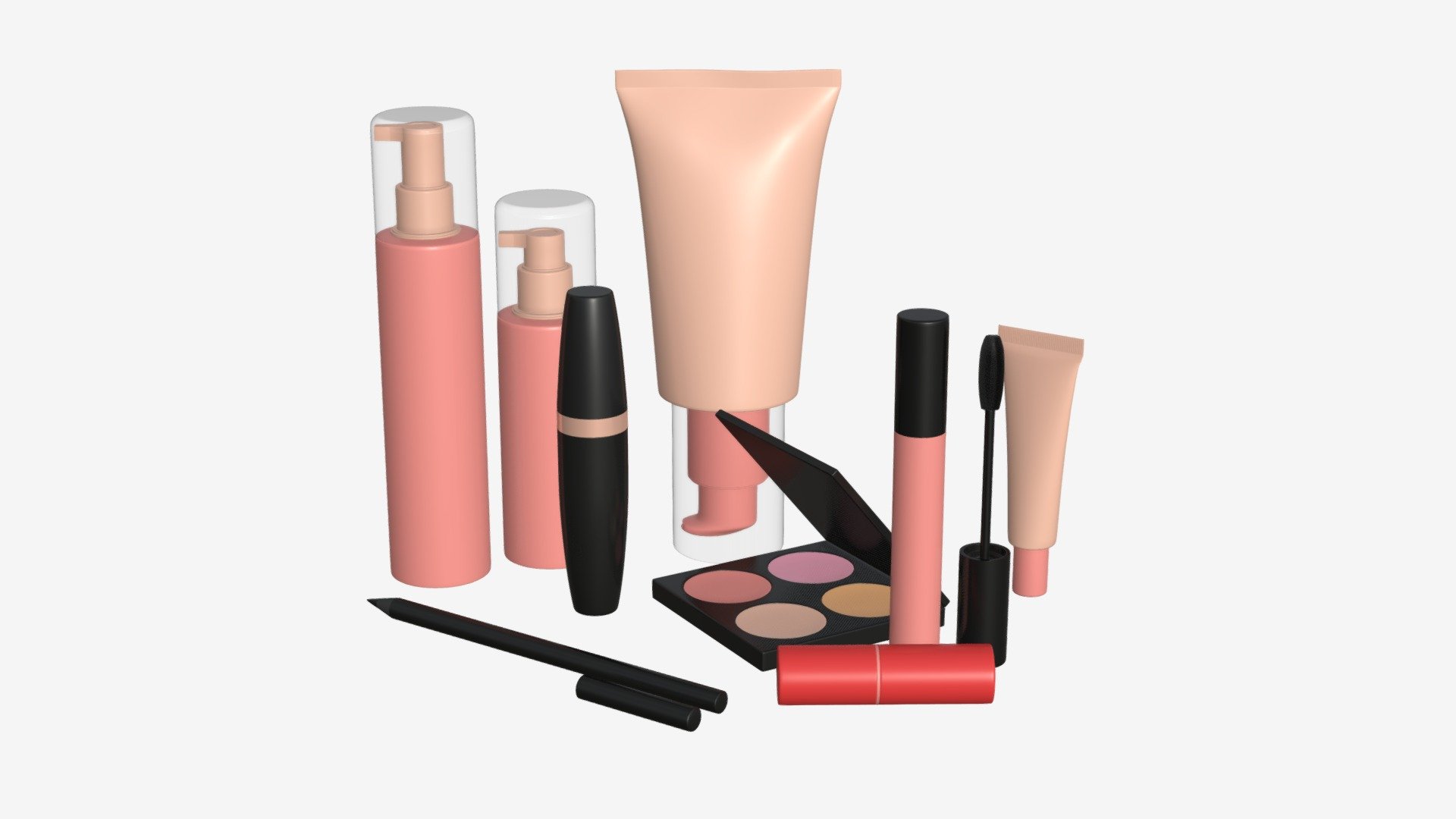 Face makeup set mockup - Buy Royalty Free 3D model by HQ3DMOD (@AivisAstics) 3d model