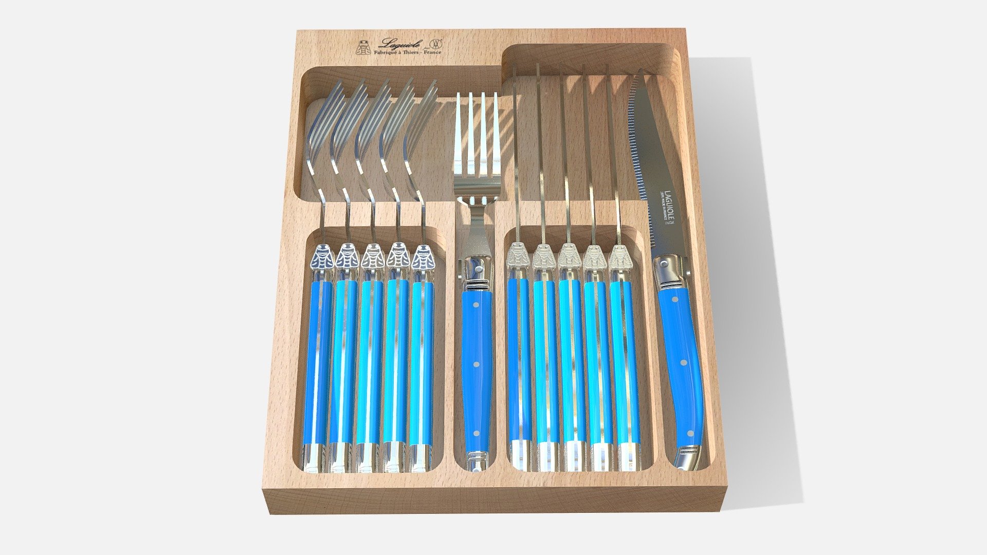 Laguiole Knife Fork Set modeled to scale from sample with 3 PBR materials 3d model