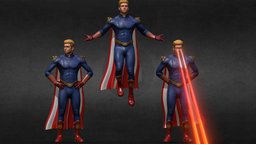 Homelander rigging 3dprintable, hero, 3dprinting, dccomics, uvmapped, gamecharacters, character-model, antihero, pbr-texturing, character, lowpoly, gameasset, highpoly, theboys, homelander, suppervillian, antonystar