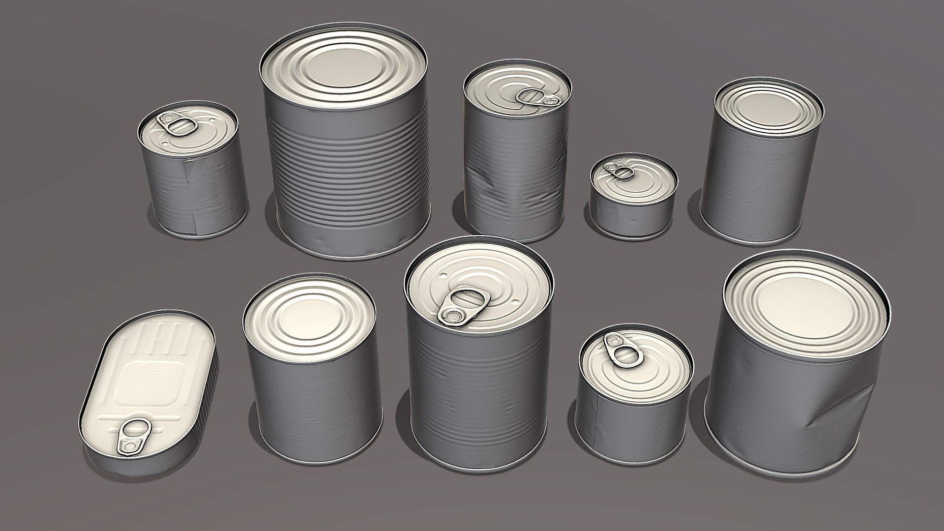 10 High Resolution photogrammetry tin cans scans 3d model