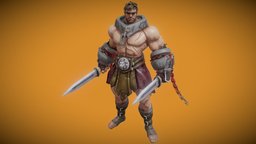 Thracian gladiator gladiator, spartan, boss, worrior, spartacus, thracian, greek-mythology, bladed-weapon, blender, lowpoly, fantasy, fist-sword