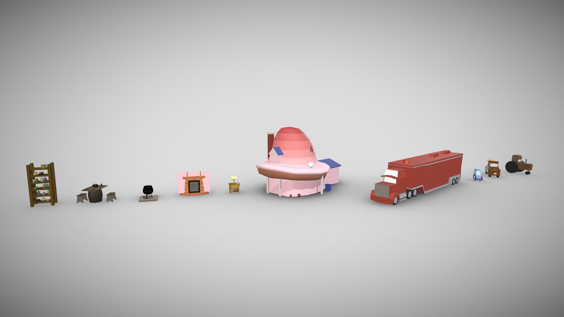 Second XYZ homework. Simple 40 min drafts of game/cartoon models (coloring separately) 3d model
