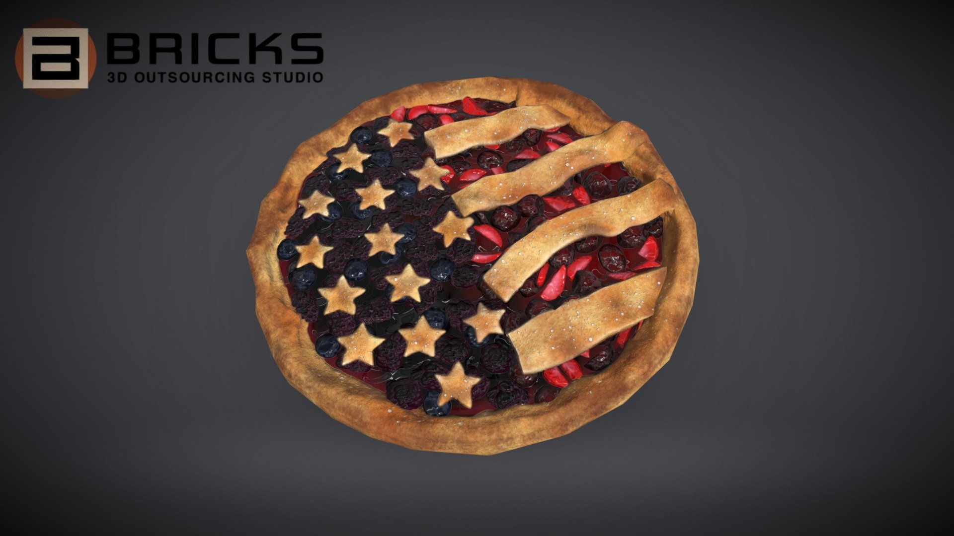 PBR Food Asset:
PatriotPie
Polycount: 1332
Vertex count: 668
Texture Size: 2048px x 2048px
Normal: OpenGL

If you need any adjust in file please contact us: team@bricks3dstudio.com

Hire us: tringuyen@bricks3dstudio.com
Here is us: https://www.bricks3dstudio.com/
        https://www.artstation.com/bricksstudio
        https://www.facebook.com/Bricks3dstudio/
        https://www.linkedin.com/in/bricks-studio-b10462252/ - PatriotPie - Buy Royalty Free 3D model by Bricks Studio (@bricks3dstudio) 3d model