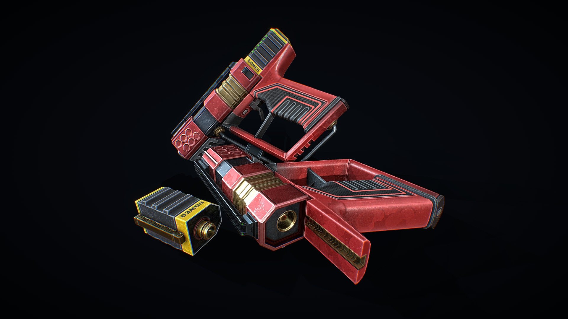 Low-poly 3D model of the Laser Handgun doesn't contain any n-gons and has optimal topology. This models has one 2K texture set 3d model
