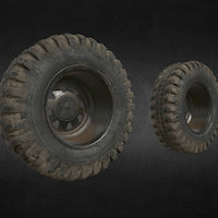 Two dirty wheels wheels, substancewheels, substancepainter, game, pbr