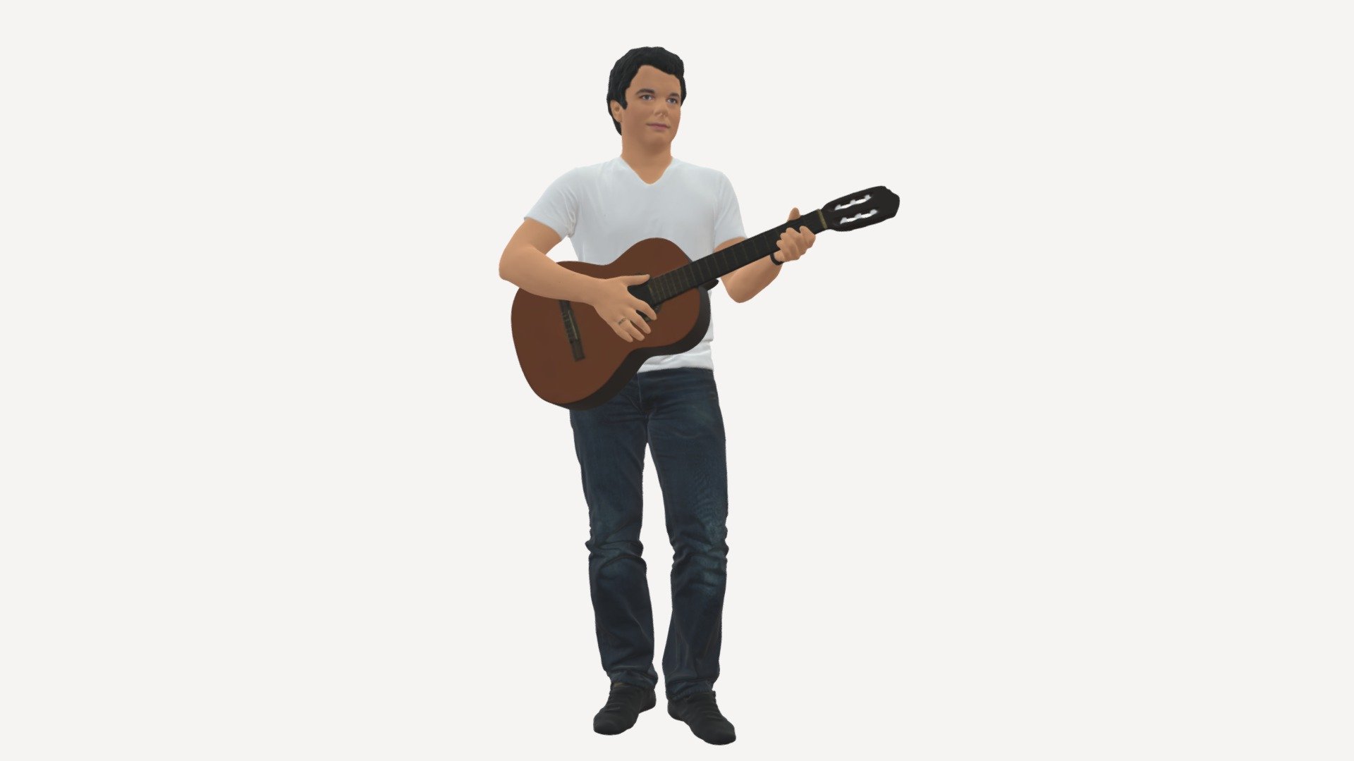 We provide unique 3d scanned models with realistic proportions for closeup and medium-distance views in artworks, paintings and classes. As well as architectural visualization projects.

Main features:




high-end realistic 3d scanned model;

realistic proportions;

highest quality;

low price;

saves you time for more time in landscaping and interiors visualization.

FEATURES 




3d scanned model 

Extremely clean

Edge Loops based

smoothable

symmetrical

professional quality UV map

high level of detail

high resolution textures

real-world scale

system unit: cm

TEXTURES 




Textural Resolution: 4096 x 4096

Color Map

The model is suitable for stereolithography 3d printing 

The model is also ready for fullcolour 3d printing - Man with acoustic guitar 0758 - Buy Royalty Free 3D model by 3DFarm 3d model