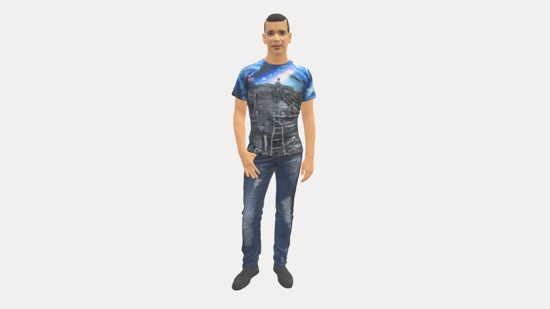 We provide unique 3d scanned models with realistic proportions for closeup and medium-distance views in artworks, paintings and classes. As well as architectural visualization projects.

Main features:




high-end realistic 3d scanned model;

realistic proportions;

highest quality;

low price;

saves you time for more time in landscaping and interiors visualization.

FEATURES 




3d scanned model 

Extremely clean

Edge Loops based

smoothable

symmetrical

professional quality UV map

high level of detail

high resolution textures

real-world scale

system unit: cm

TEXTURES 




Textural Resolution: 4096 x 4096

Color Map

The model is suitable for stereolithography 3d printing 

The model is also ready for fullcolour 3d printing - Man Sport Haircut Finger Inpocket 0801 - Buy Royalty Free 3D model by 3DFarm 3d model