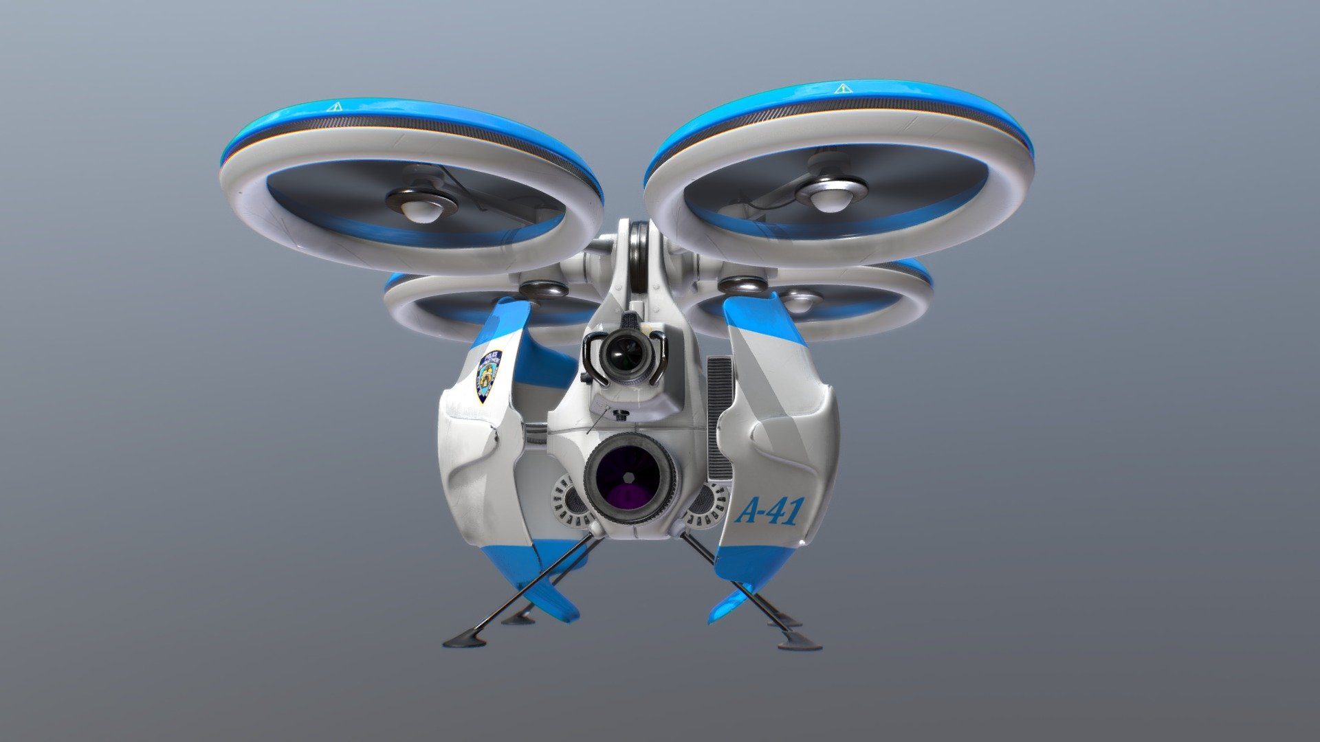 Introduced to combat a perfect storm of civilian unrest and departmental budget cuts, the drone has proven a critical component in pacificity maintenance of the city’s citizens following their subjugation under the national dictatorship.

Taken from my VFX shot, “Police State”.

Modeled, rigged, and animated in Blender. Textured in Substance Painter 3d model
