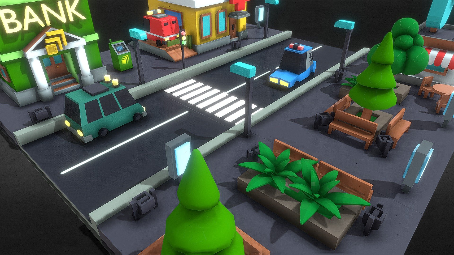 Low Pole City - Low Poly City - 3D model by maksimpetrik 3d model