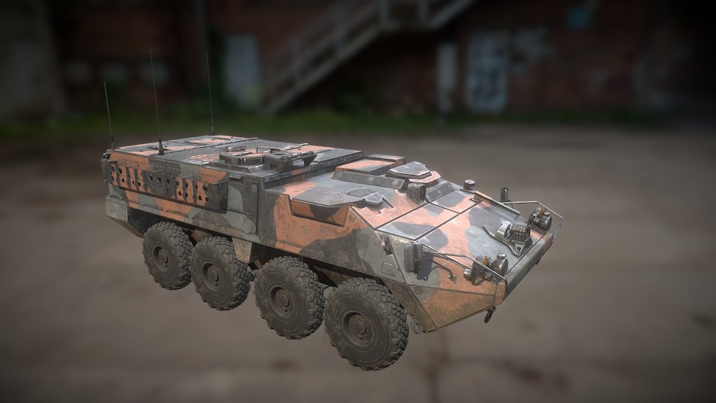 Vehicle for FPS game Sniper 3 Ghost Warrior (made in SP) - Stryker_m1126 - 3D model by Sergey Sobin (@slm_crynet) 3d model