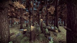 Pixel Art Forest trees, forest, grass, vintage, butterfly, survivor, bush, stump, spruce, unrealengine, ferns, low-poly-model, low-fi, lowfi, pixel-art, pinetrees, coniferous, folliage, unity3d, low-poly, game, lowpoly, gameart, pixel, pixelart, noai