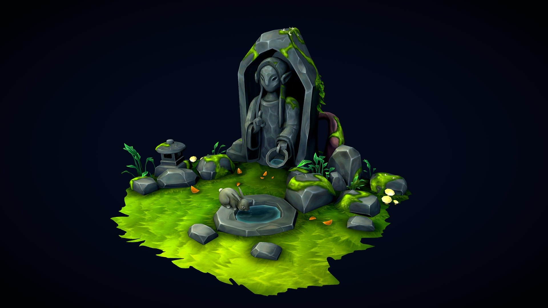 Artstation project: https://www.artstation.com/artwork/v2BX3x

Albedo only.
Around 8K Tris.
Concet by:
https://www.artstation.com/artwork/KKzPy - Forest Statue 3d model