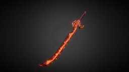 Lowpoly Lava Sword cutlass, burning, lava, magma, fire, flaming, substancepainter, substance, pbr, lowpoly, sword, stylized, fantasy, anime