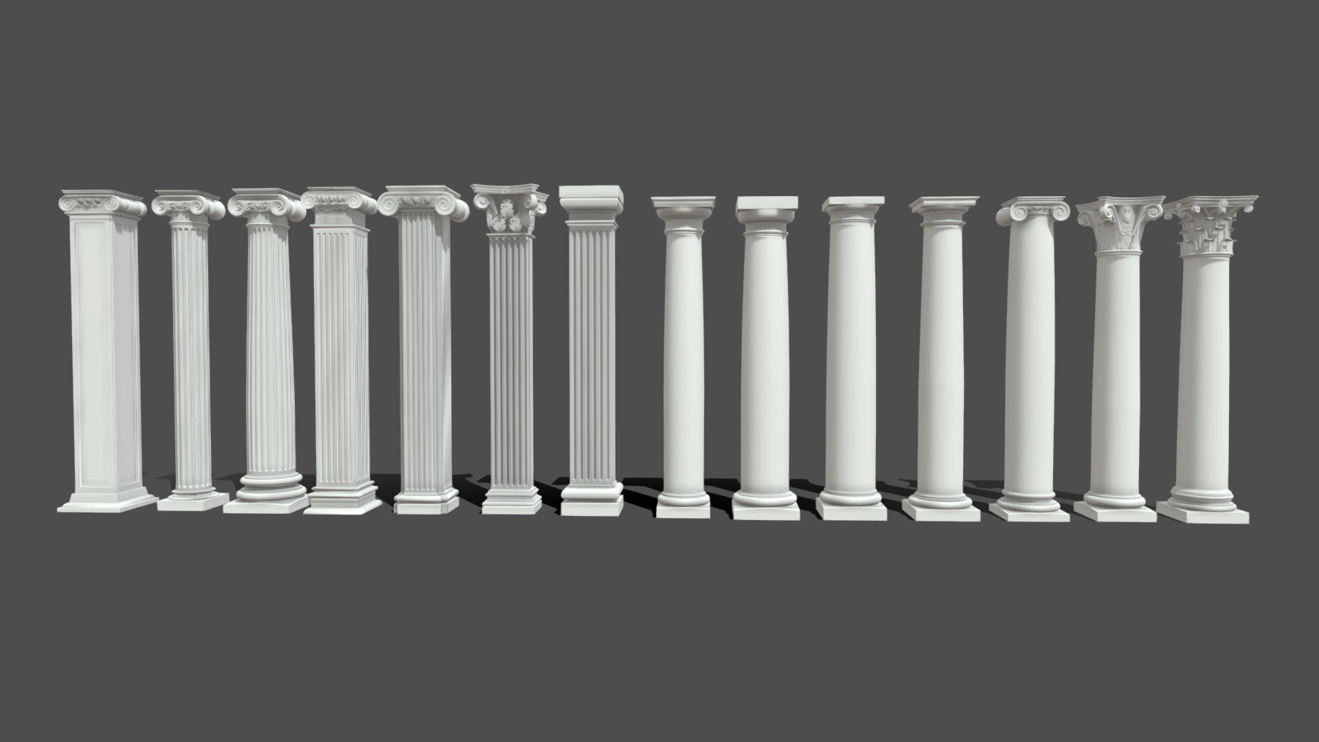 ,A collection of various Roman columns - A collection of various Roman columns - Buy Royalty Free 3D model by xinige 3d model