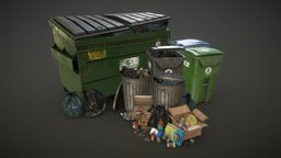 Urban Trash Pack Vol 3 - Low Poly kit, prop, urban, broken, pack, trash, can, collection, garbage, dustbin, waste, bin, box, rubbish, asset, lowpoly, street, container, gameready