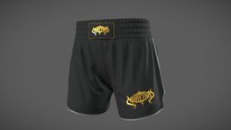 MMA Shorts Black body, cloth, fighter, textile, fight, shorts, mma, shopping, sports, gym, league, store, printed, player, exercise, soccer, showcase, boxer, boxing, combat, team, uniform, fabric, branded, jersey, ufc, martialarts, thai, workout, kickboxing, muaythai, pbr-texturing, character, pbr, lowpoly, male, sport, clothing, boxershorts, mixedmartialarts