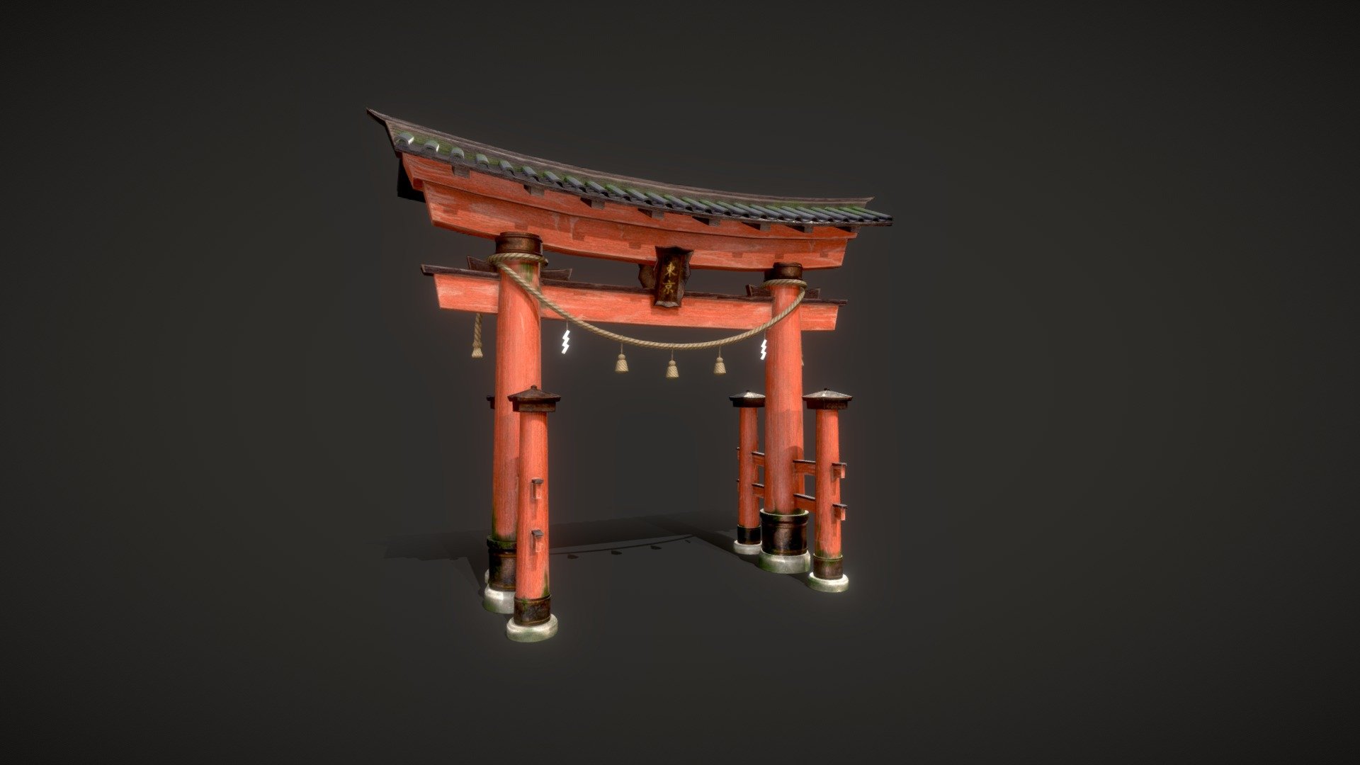 Japanese shrine gate or torii with Tokyo label in it, modeling and texturing in blender.
one texture set in 4k.

Download from Blenderkit Add-on