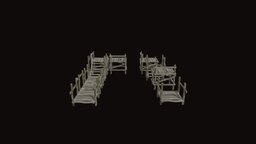 Wooden Walkway LowPoly stairs, exterior, medieval, pier, walkway, planks, outdoor, public, town, path, handrail, woodplanks, pbr, lowpoly, wood, fantasy, village, bridge, broadwalk, environment