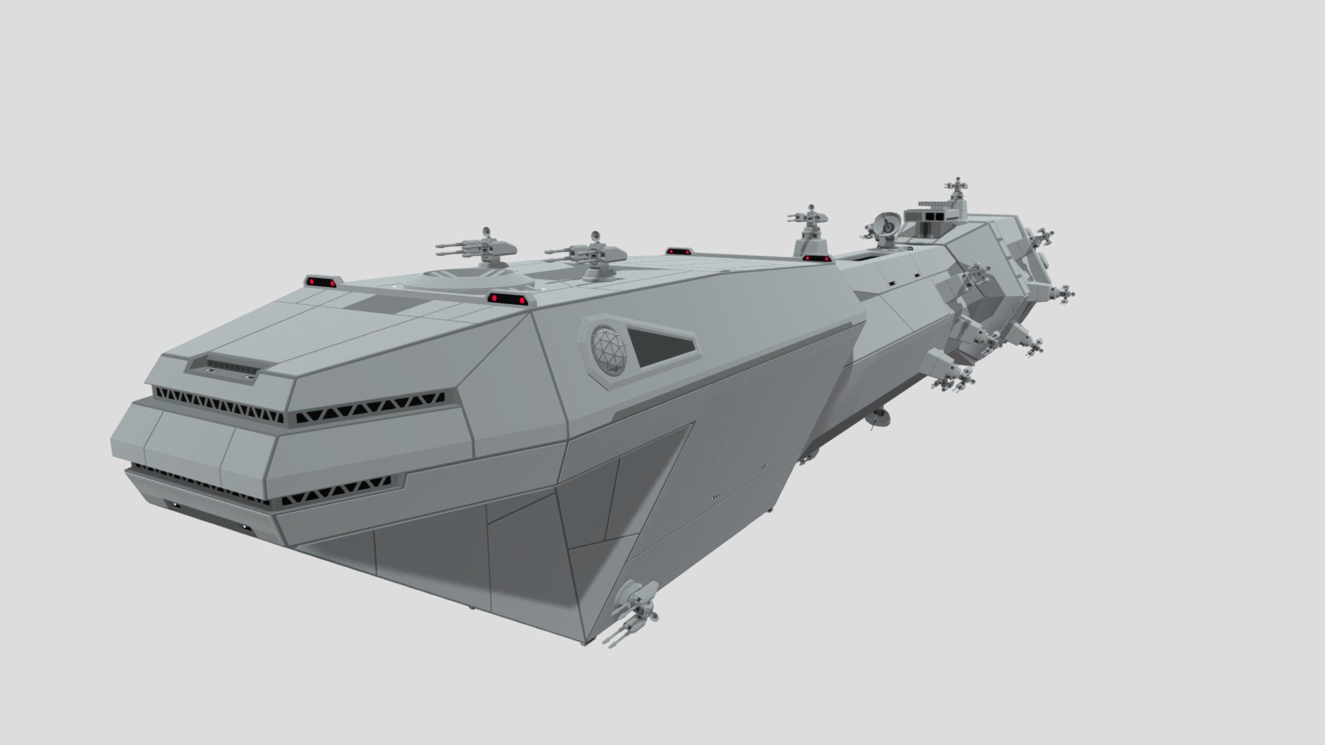 This is my version of Lancer Class Frigate mixing the original blueprint, the version made by Ansel Hsiao and the Dreadnought look made for the Star Wars Rebels animated series by Andre Kirk. It was done in Blender 2.93 and rendered in Cycles