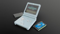 Gameboy Advance SP system, gameboy, portable, nintendo, advance, handheld, midpoly, sp, blender