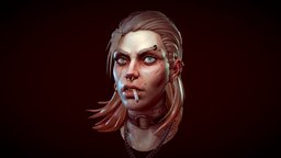 Trouble -Realtime Portrait face, rebel, portrait, punk, tattoo, scar, ink, badass, earrings, realistic, woman, necklace, alternative, smoker, emo, choker, streetwear, piercings, character, girl, skin, aggresive, ciggarette, noai