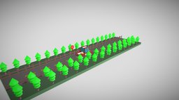 Cartoon car with low poly scenery modelagem, modelagem3d, cartoon, lowpoly, car