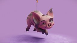 Day 17 - Action : Fly sculpt, flying, pig, b3d, balloon, piggy, piglet, blender3d