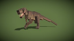 Jurassic Park Tyrannosaurus jurassicpark, pixel-art, blockbench, low-poly, minecraft, dinosaur