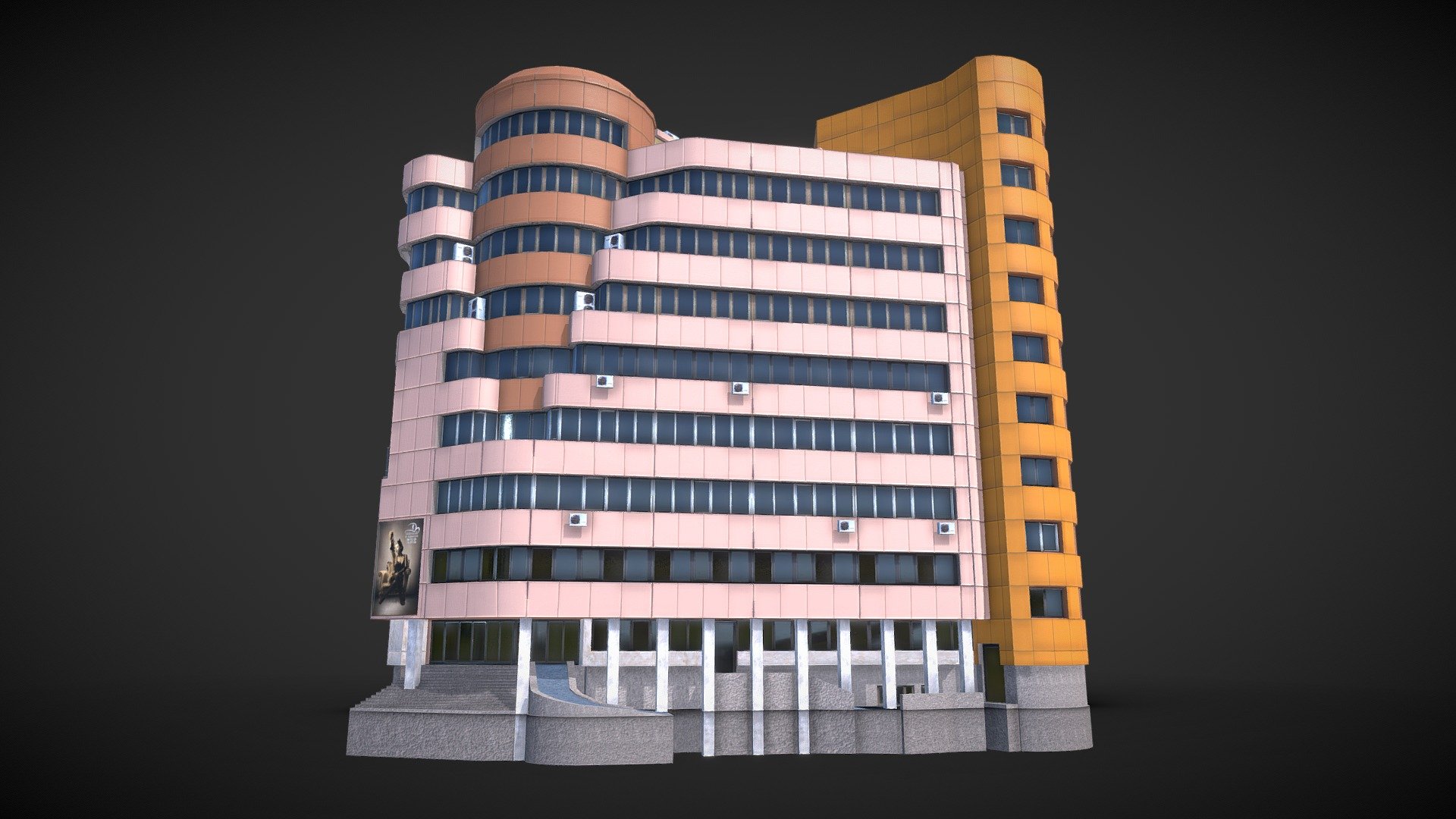 Modern Office Building for a mobile game level.