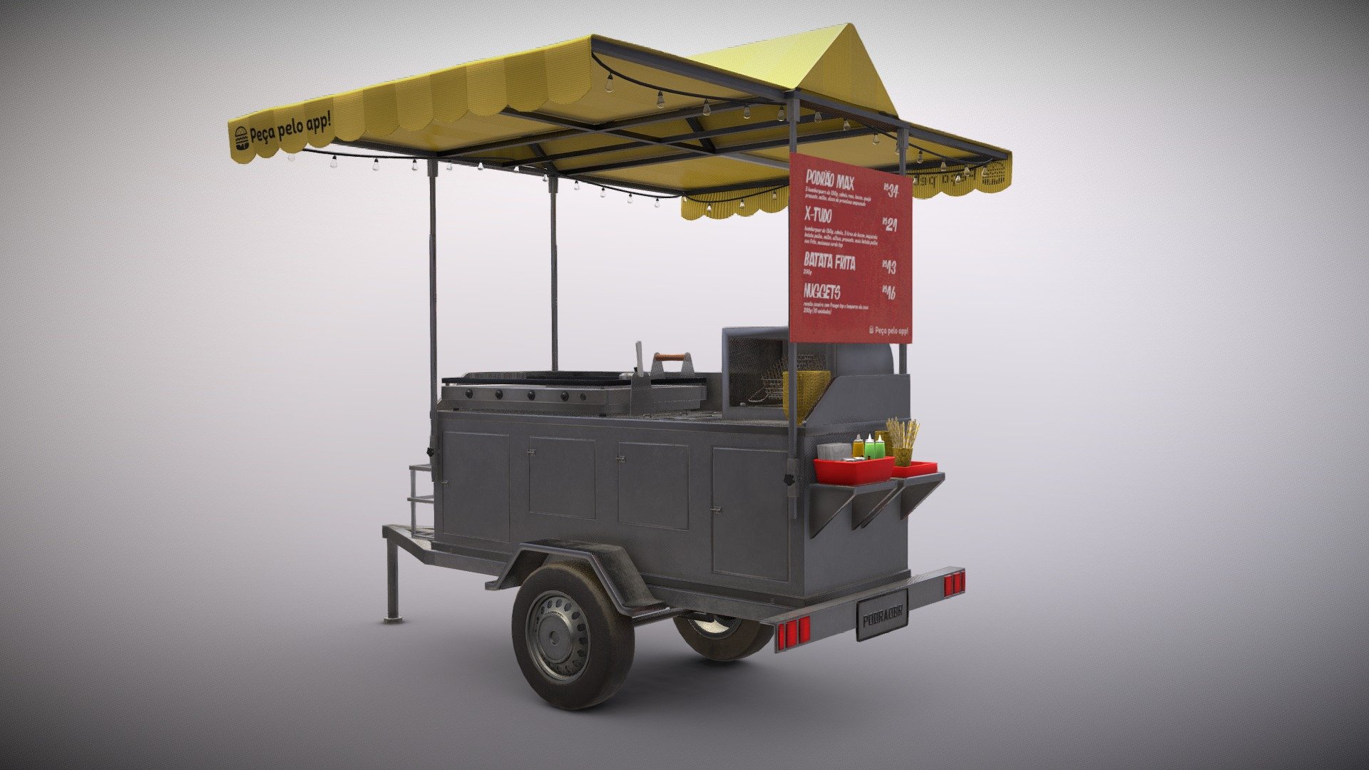 This is part of my Commercial Props for Brazilian street food prop pack, this is a Brazilian suburb style of food truck that selling burgers, we call it as PODRÃO (means something way too rotten, lol&hellip; due to be the true nature o trash food), and this is cheap, subpar compared to burger stores, but unique delicious and used to have a bunch of ingredients.

The complete pack have: 

26 props 

7 blueprint 

5 customizable props 

74 material instances 

Textures from 2k to 4k

Min Blender 3.3.0+ and Unreal 5.1.1+

You can find more information on my ArtStation page: http://www.artstation.com/frazao