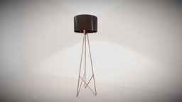 Industrial Drum Floor Lamp lamp, modern, minimal, archviz, wire, copper, minimalist, lightbulb, floor-lamp, contemporary, interior-design, blender28, lighting, blender, pbr, black, industrial, light